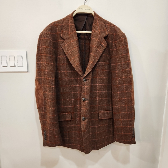 Pendleton Other - Pendleton Sport Coat Blazer 42R Brown Tweed Windowpane Check Plaid 100% Wool